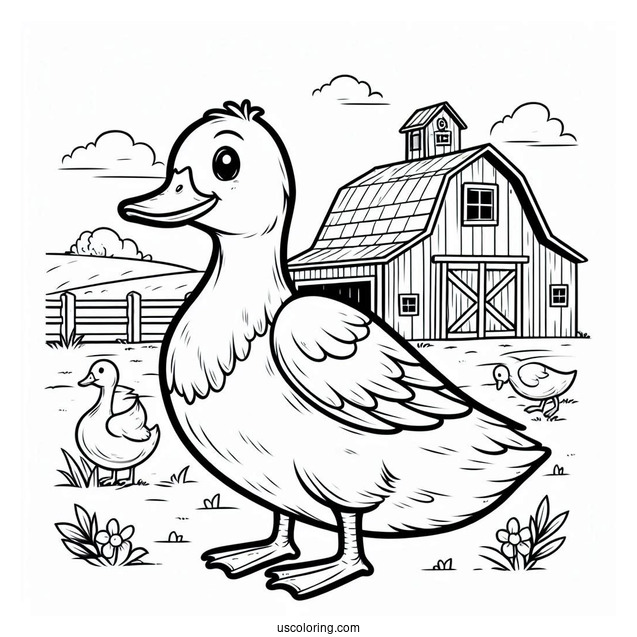 Farm Duck Coloring Page