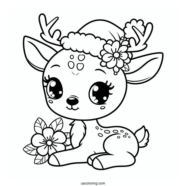 Coloring Page Of a Baby Reindeer For Preschoolers