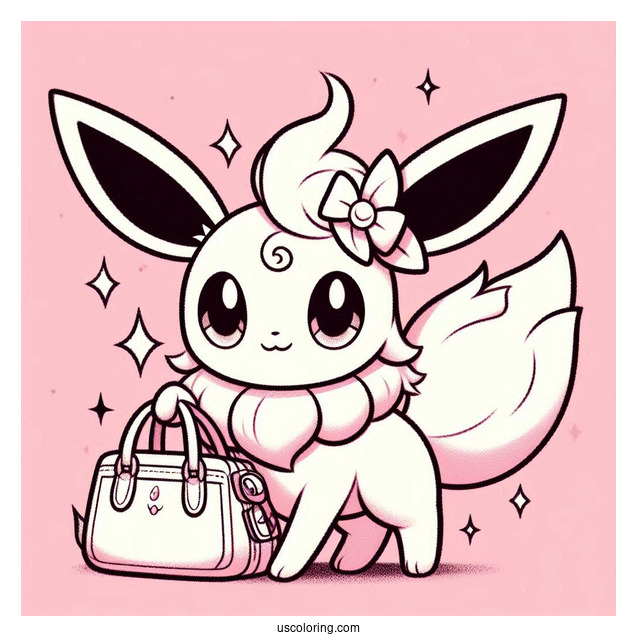 Happy Sylveon Coloring Page Carrying Handbag