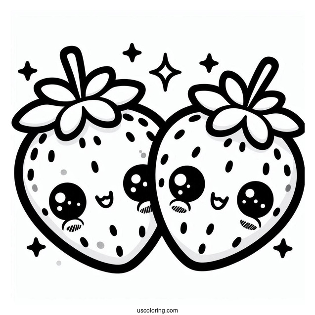 Cute Kawaii Strawberry To Color