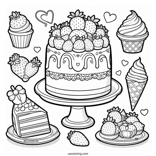 Strawberry Shortcake Coloring Page With Angel Cake, Crepe, And Ginger Snap
