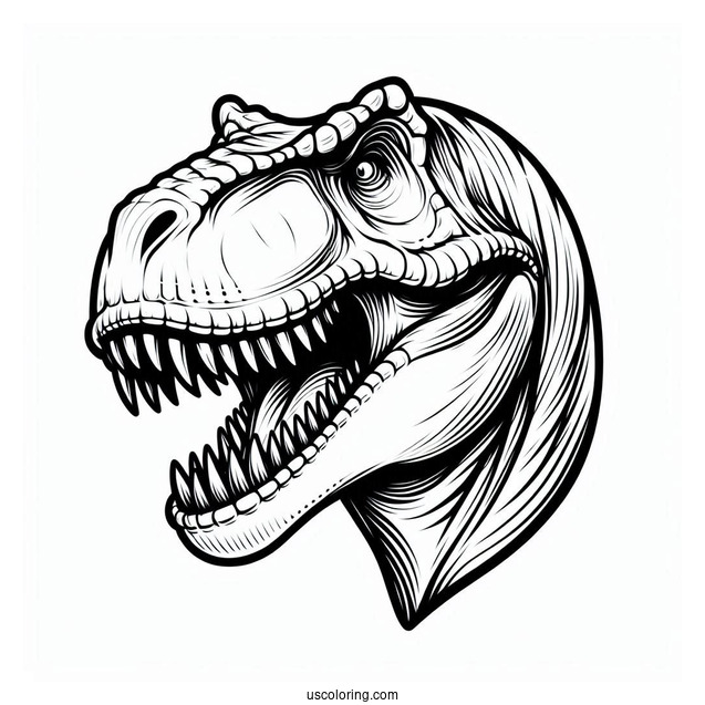 T-Rex Head With Sharp Teeth To Color