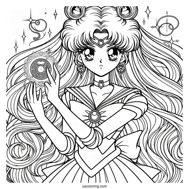 Detailed Coloring Sheet Of Sailor Guardians