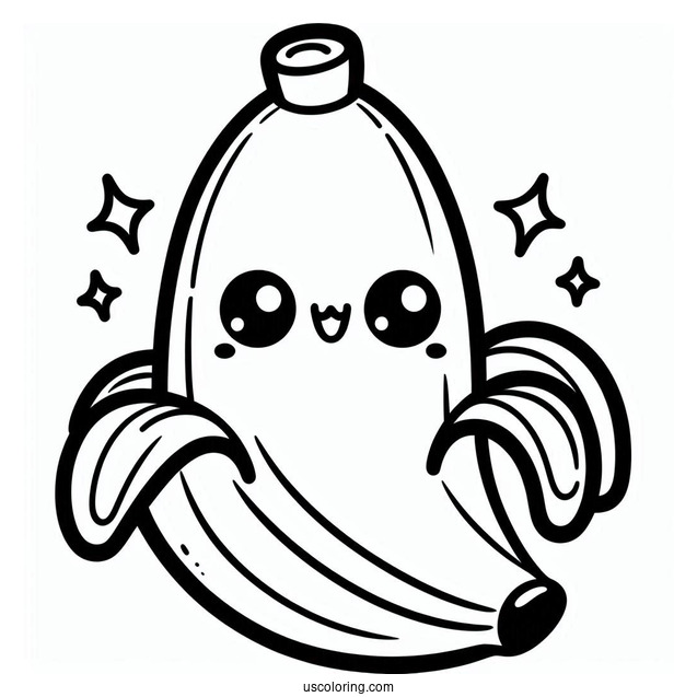 Cute Smiling Kawaii Banana Coloring