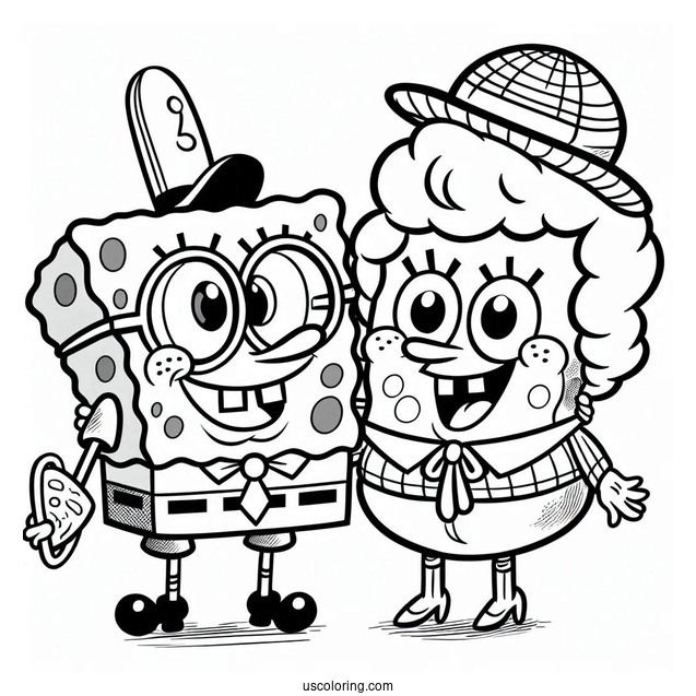 Harold and Margaret SquarePants SpongeBob Coloring Page