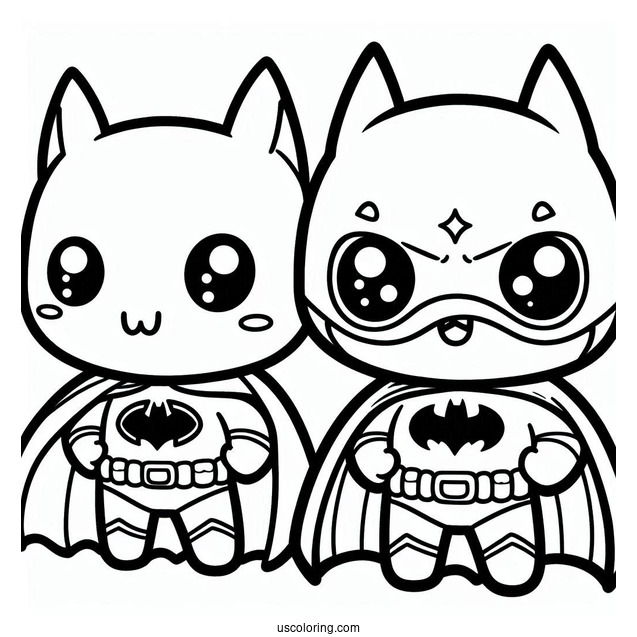 Cute Kawaii Batman Coloring For Kids