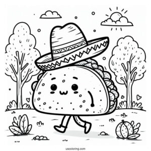 Taco With A Fedora Hat Strolling In The Park