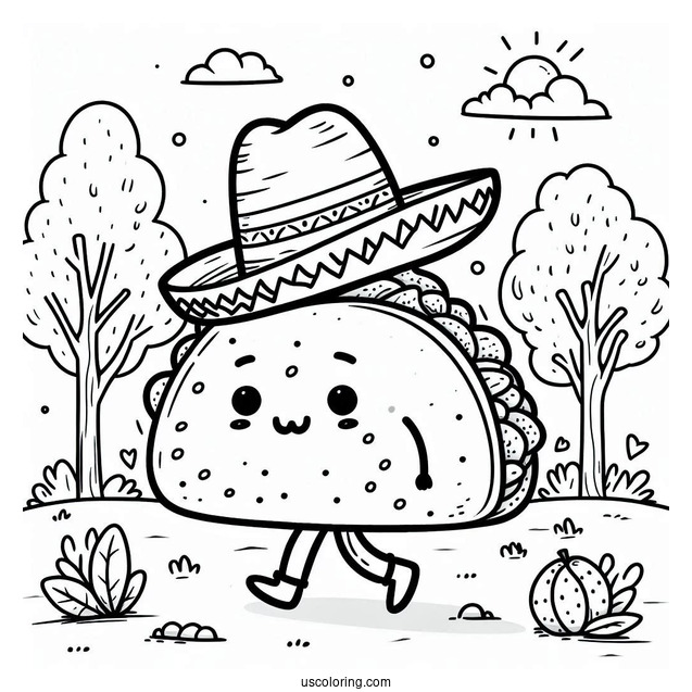 Taco With A Fedora Hat Strolling In The Park