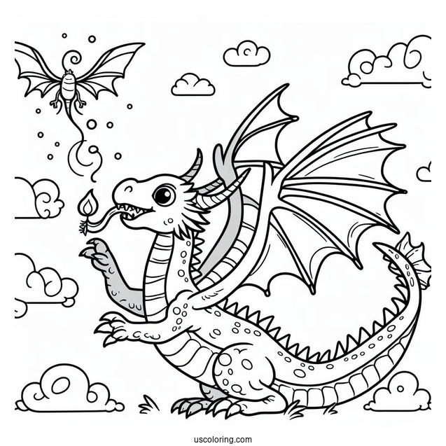 Easy To Color In Dragon For Preschoolers