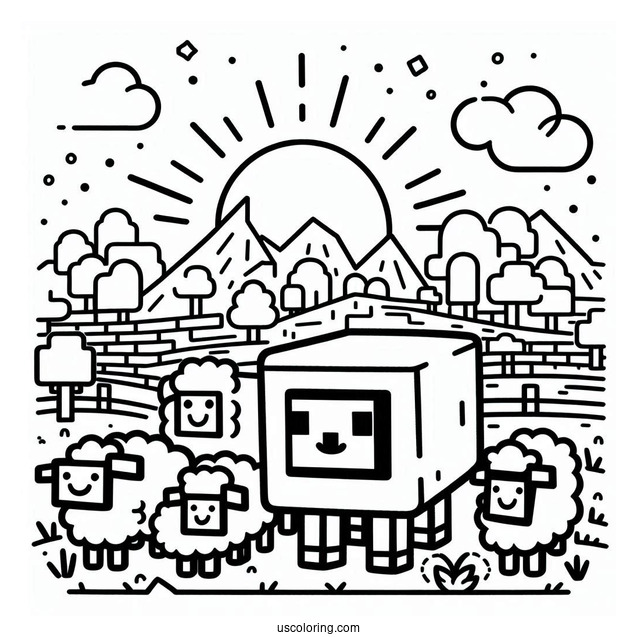 Minecraft Sheep Coloring Page For Kids