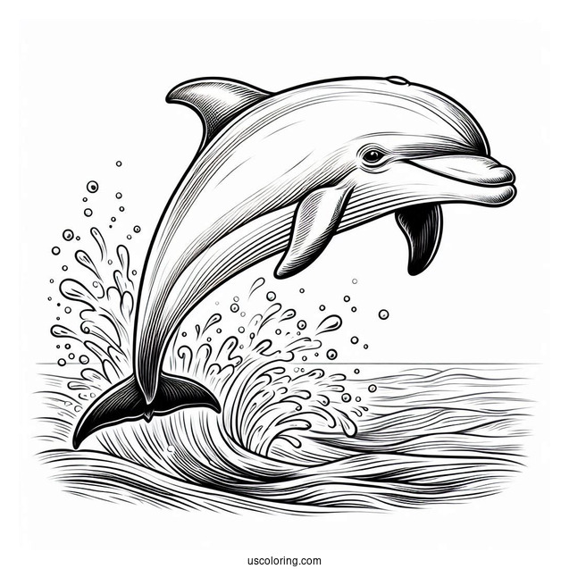 Spinner Dolphin Jumping Out Of Water To Color