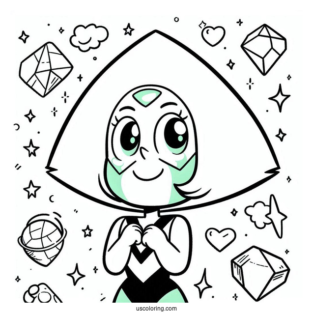 Steven Universe Coloring Page Of Peridot Smiling Outline