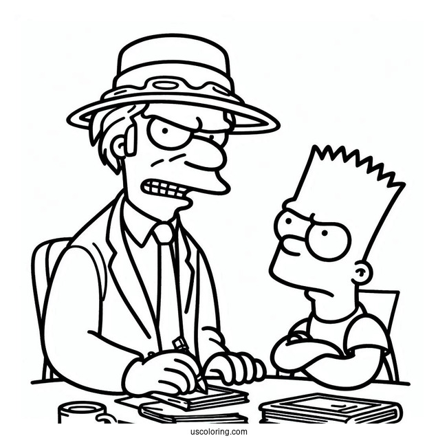 Simpsons Coloring Pages Of Combic Book Guy Jeff Albertson Frowning At Bart Simpson