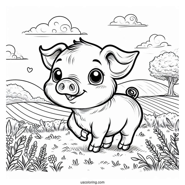 Babe The Pig Walking In Field