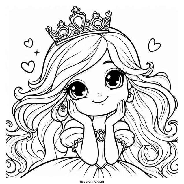 Smiling Princess Daisy Coloring Page In Crown And Gown