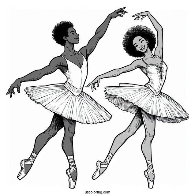 Male And Female Ballerinas To Color