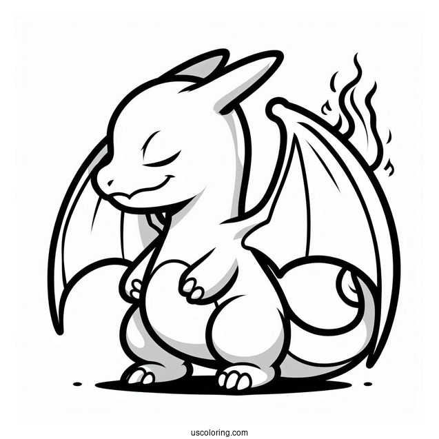 Easy Charizard Outline Coloring In For Kids(1)