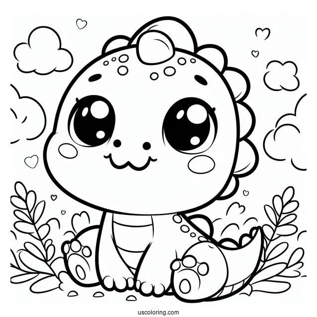 Cute Coloring Page Smiling Dinosaur
