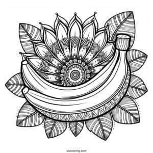 Full Page Banana Coloring Page Mandala