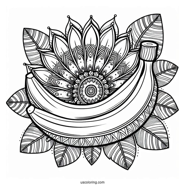 Full Page Banana Coloring Page Mandala