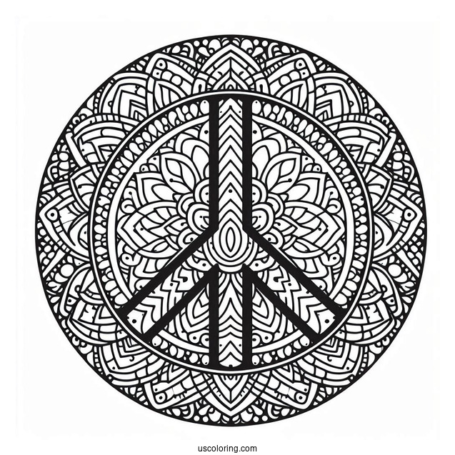Intricate Peace Coloring Page Mandala