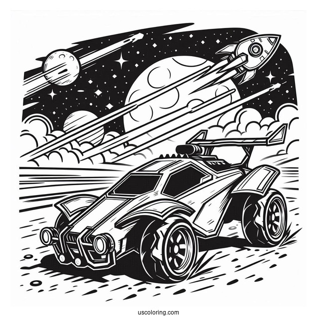 Easy Rocket League Coloring Page Alpha Outline For Kids