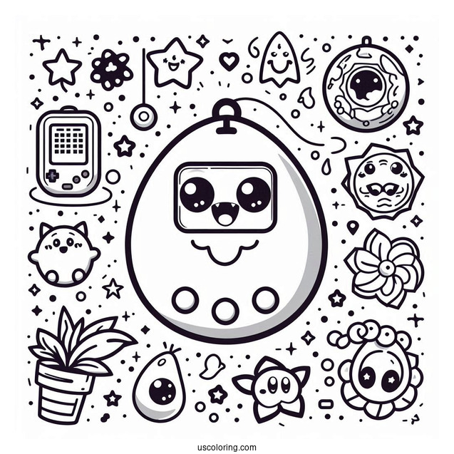 Easy Tamagotchi Coloring Pages Game For Kids