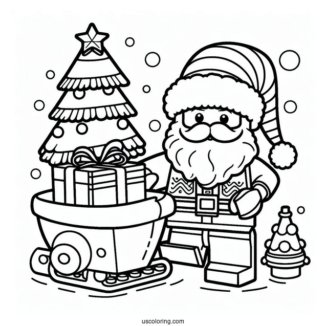 Coloring Page Of a Lego Santa Claus