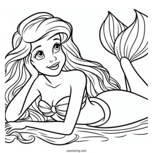 Easy Coloring Page Of Ariel For Kids