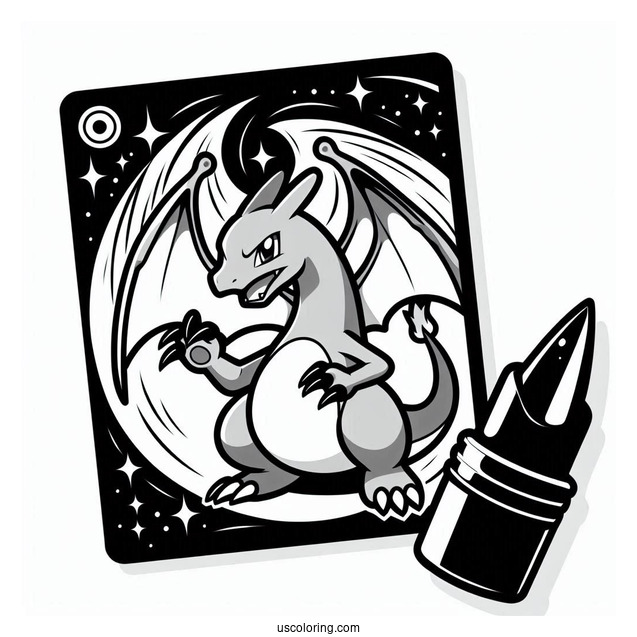 Dark Charizard Nail Flick Pokemon Card Coloring Page
