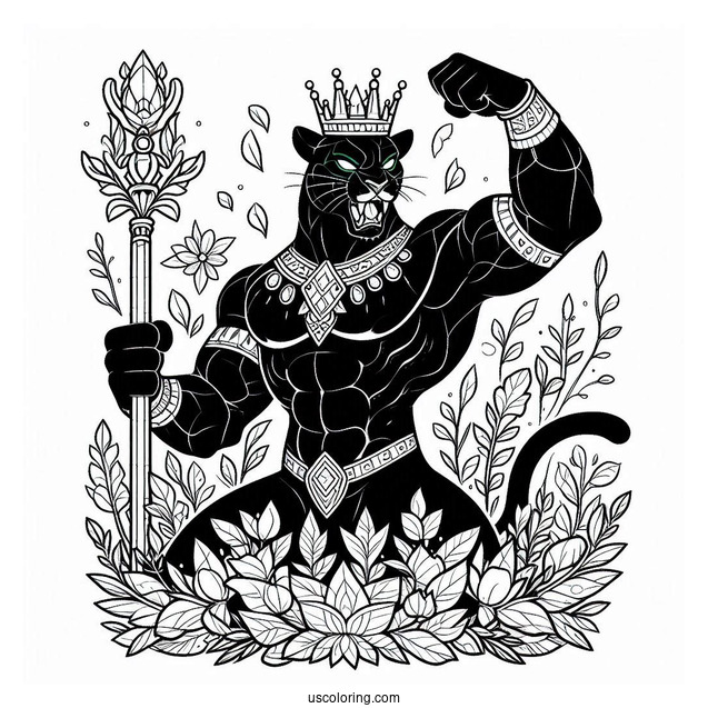 Black Panther Emerging From The Forest With The Hulk Coloring Page
