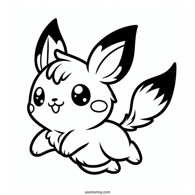 Pichu Coloring Page Leaping In The Air Outline For Preschoolers