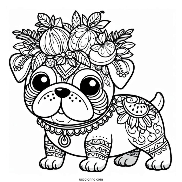 Rio Bulldog With Fruits On The Head