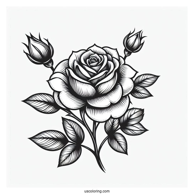 Flower Coloring Pages Of Realistic Rose
