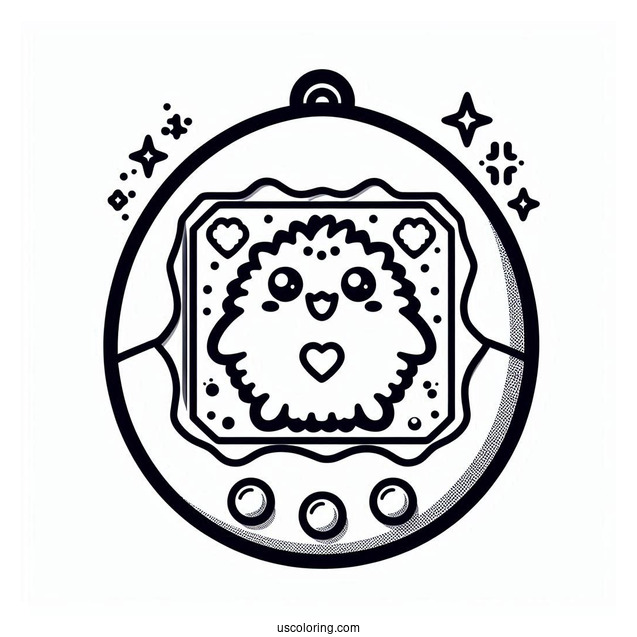 Simple Tamagotchi Coloring Pages Pet In Console