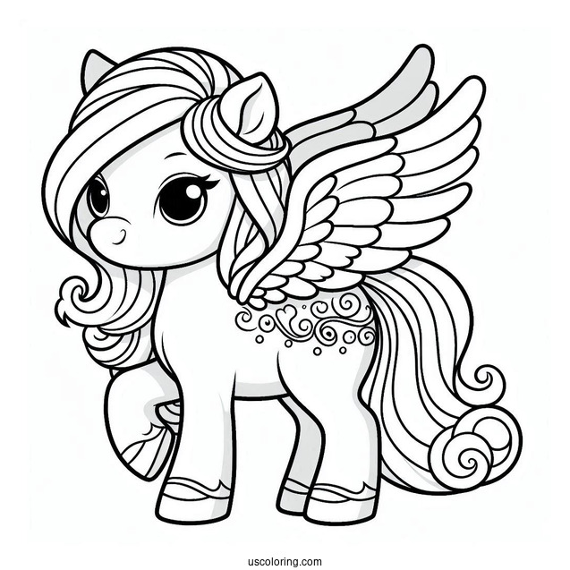 Baby Pegasus Coloring Page Outline For Preschoolers