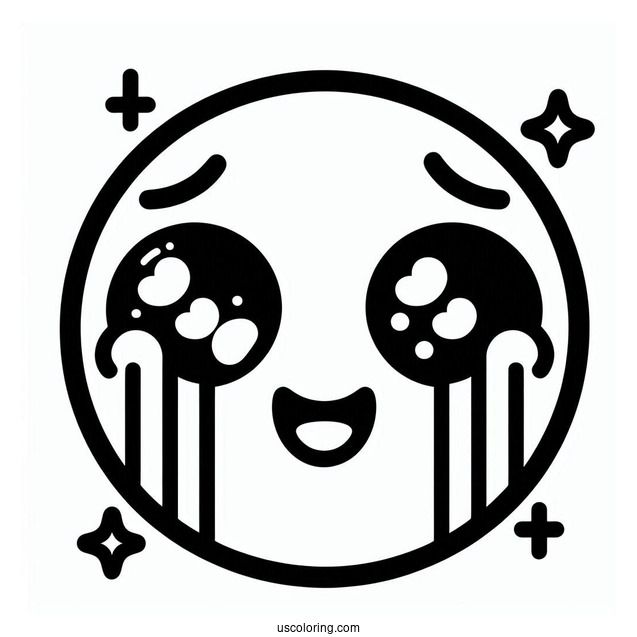 Simple Face With Tears Of Joy Emoji Coloring Page For Preschoolers