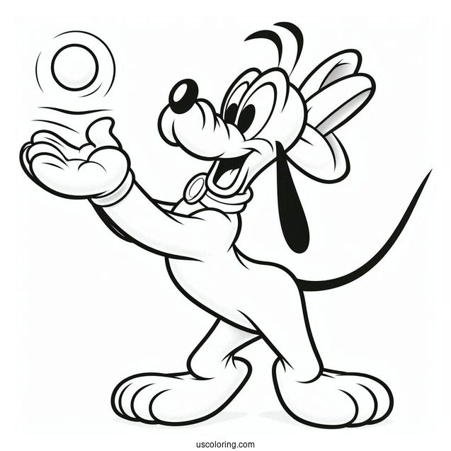 Pluto Coloring Page In Play Bow Pose For Kids