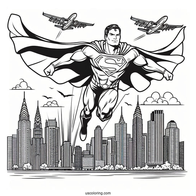 Superman Flying Through City Skyline