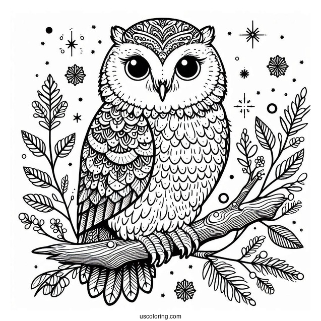 Detailed Snowy Owl To Color