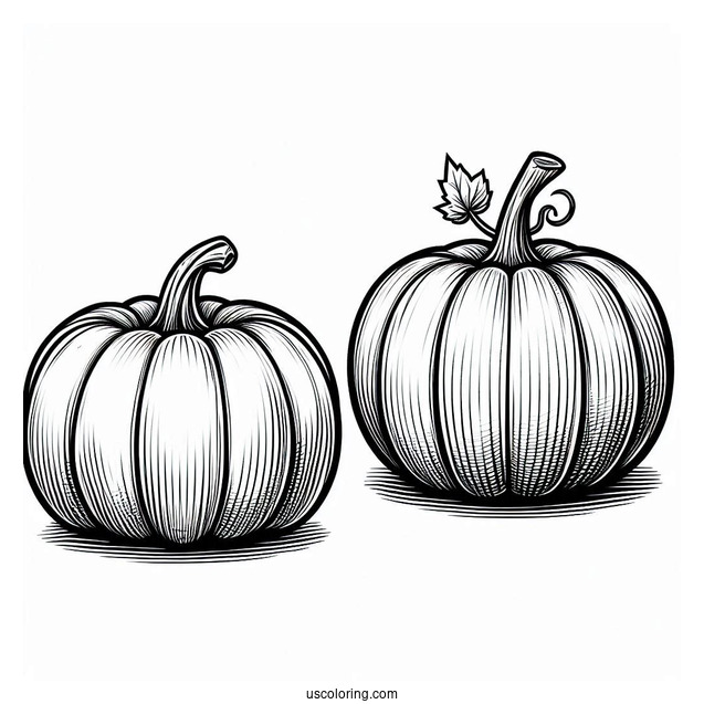 Two Different Sized Pumpkin Coloring Page