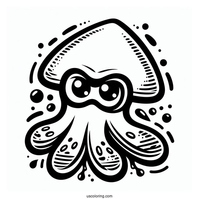 Easy Splatoon Coloring Page Of Squid For Preschoolers