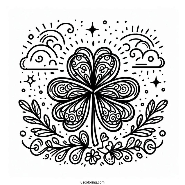 Simple St. Patrick's Day Coloring Page With A Shamrock