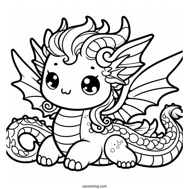 Kawaii Dragon To Color