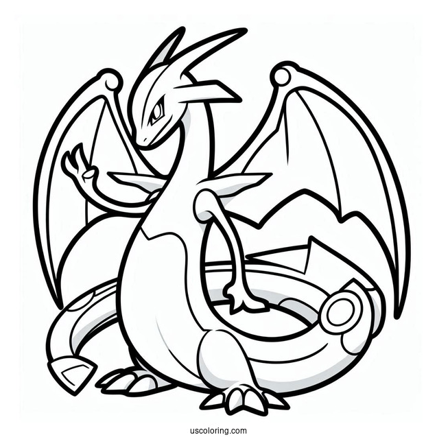 Easy Outline Of Rayquaza Coloring Page For Kids