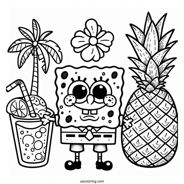 Sponge Bob Squarepants Pineapple Coloring Page For Kids