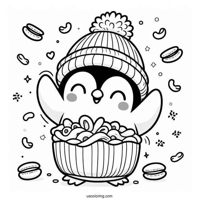 Macaroni Penguin Coloring Sheet Page