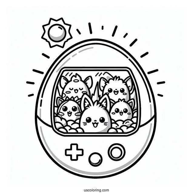 Tamagotchi Coloring Page Pets Inside The Console