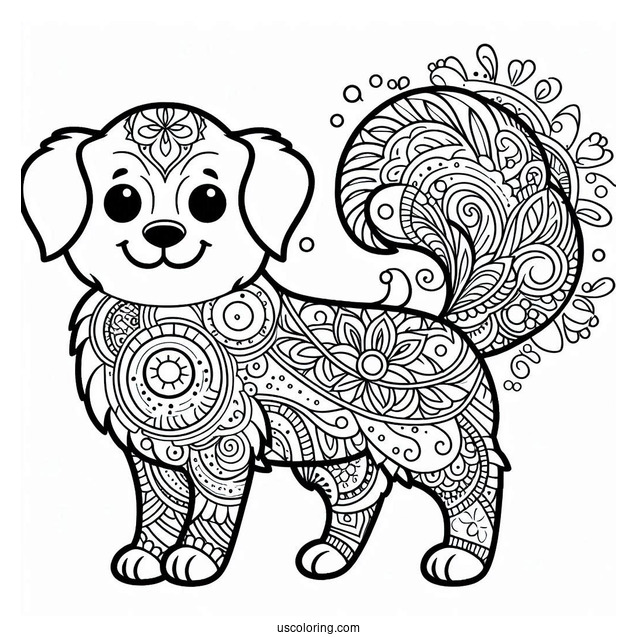 Cartoon Dog With Mandala