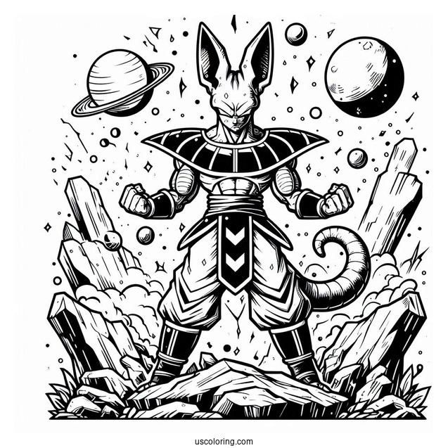 Dragon Ball Z Coloring Page Of Beerus God of Destruction